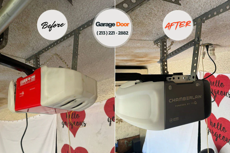 Before and after: garage door repair Brecksville, OH